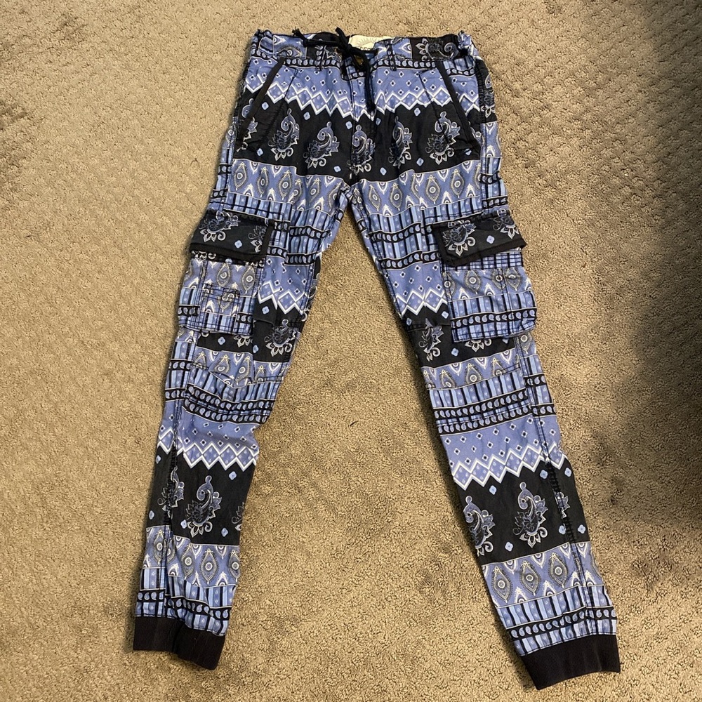 Blue Printed Jogger Pants